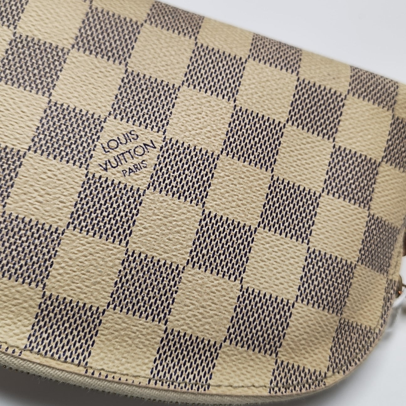 COSMETIC PM Damier Azur Coated Canvas White
