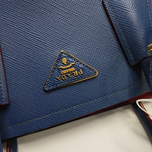 Double Large Saffiano Calfskin Blue