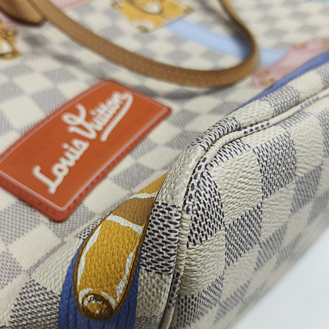 NEVERFULL MM Damier Azur Coated Canvas White
