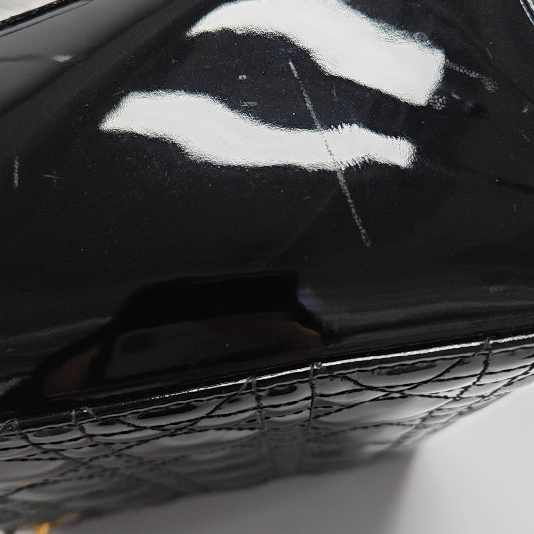 Lady Dior Medium Cannage Patent Leather Black