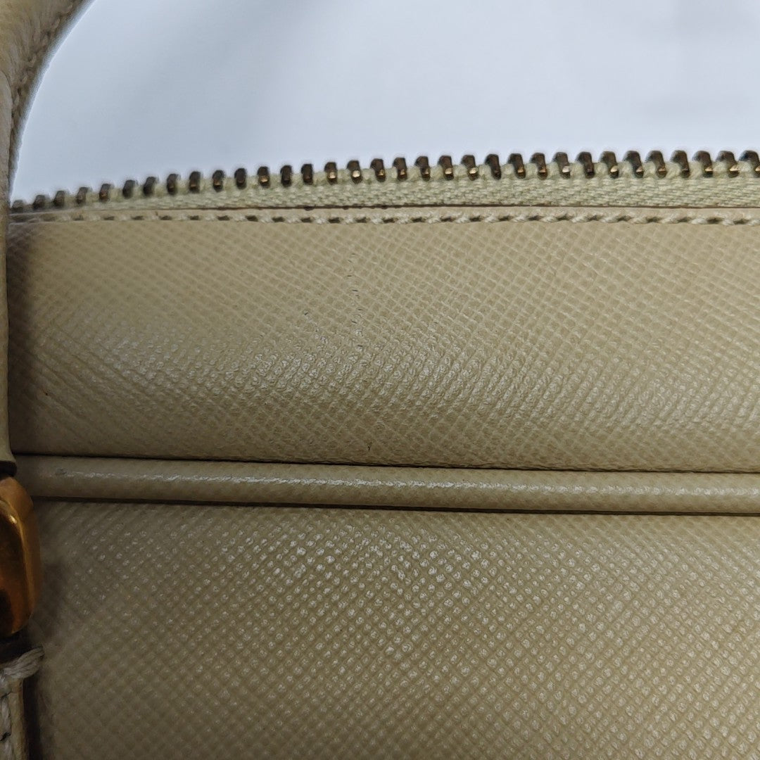 Leather Top Handle Bag Beige