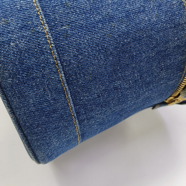 VINTAGE COSMETIC BAGS Quilted Denim Blue