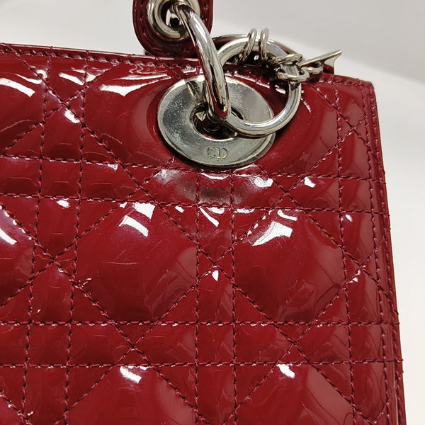 Lady Dior Medium Cannage Patent Leather Red
