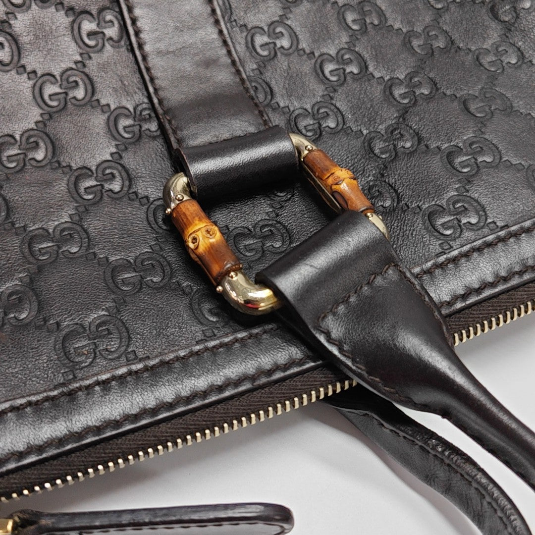 Monogram Calfskin Top Handle Bag Brown