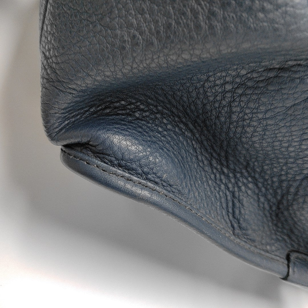 Leather Shoulder Bag Blue