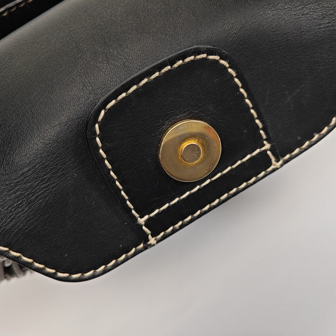 Straw Top Handle Bag Black