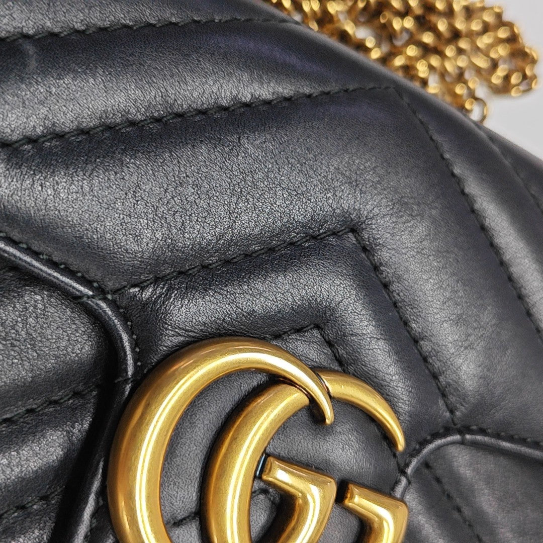 GG Marmont Mini Quilted Calfskin Black