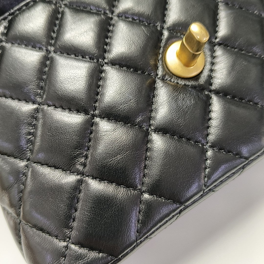Quilted Lambskin Shoulder Bag Small Black