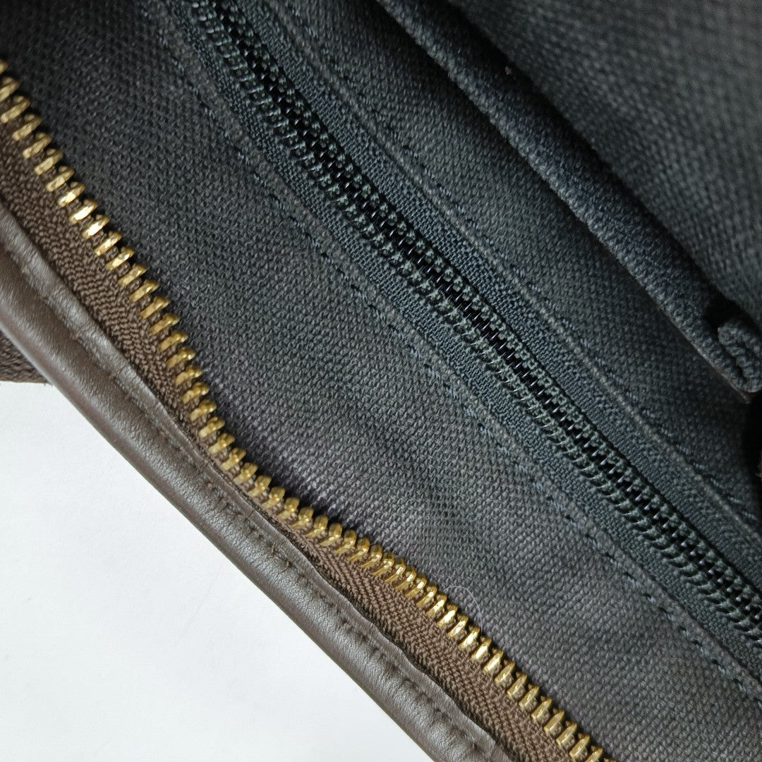 Coated Canvas Crossbody Bag Brown