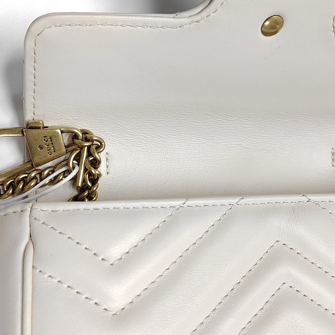 GG Marmont Mini Quilted Calfskin White