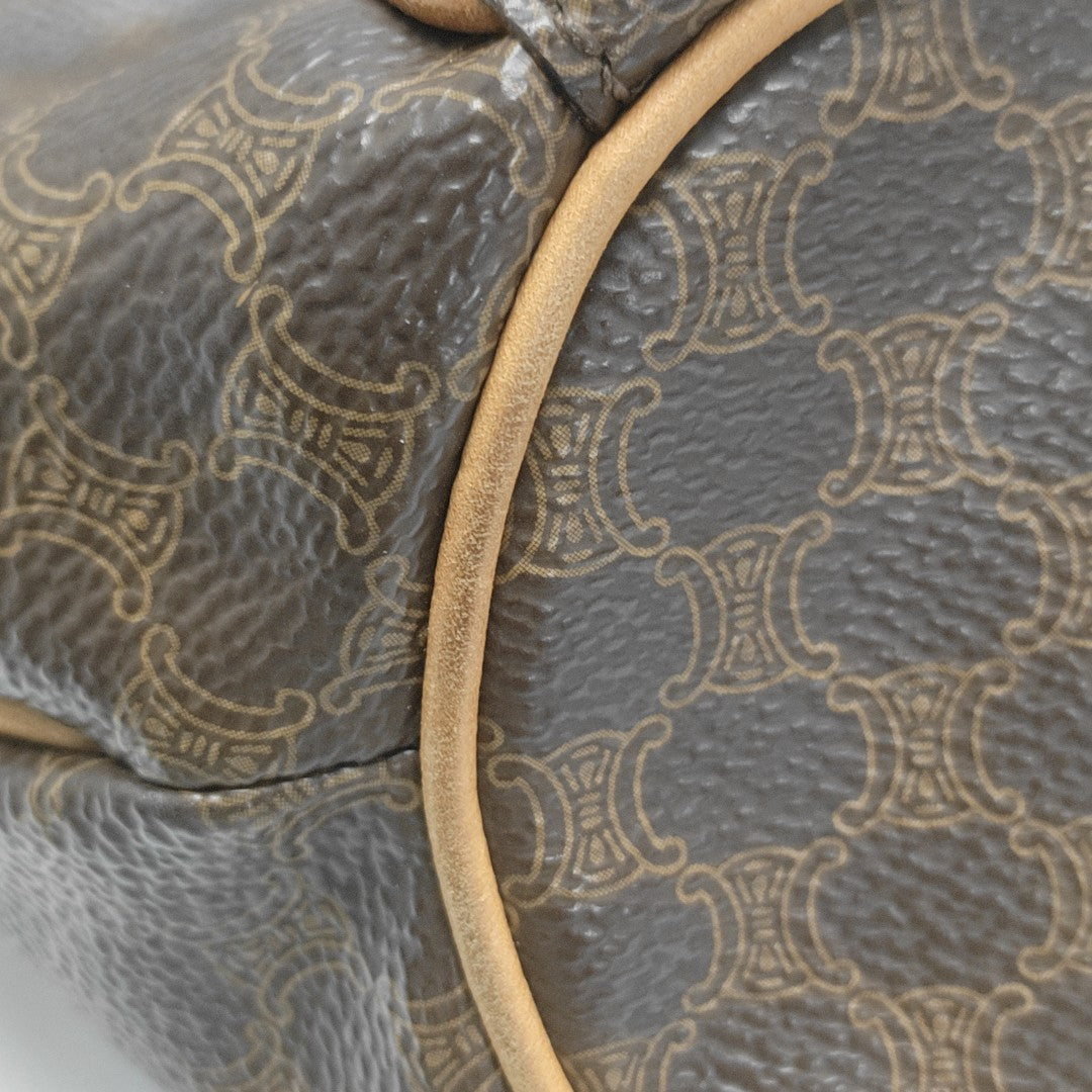 Coated Canvas Top Handle Bag Brown