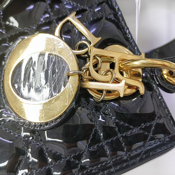 Lady Dior Medium Cannage Patent Leather Black