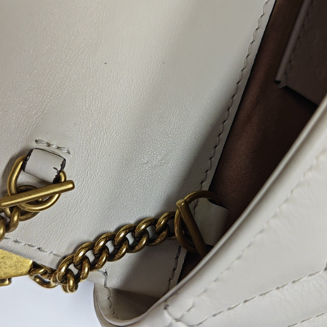 GG Marmont Mini Quilted Calfskin White