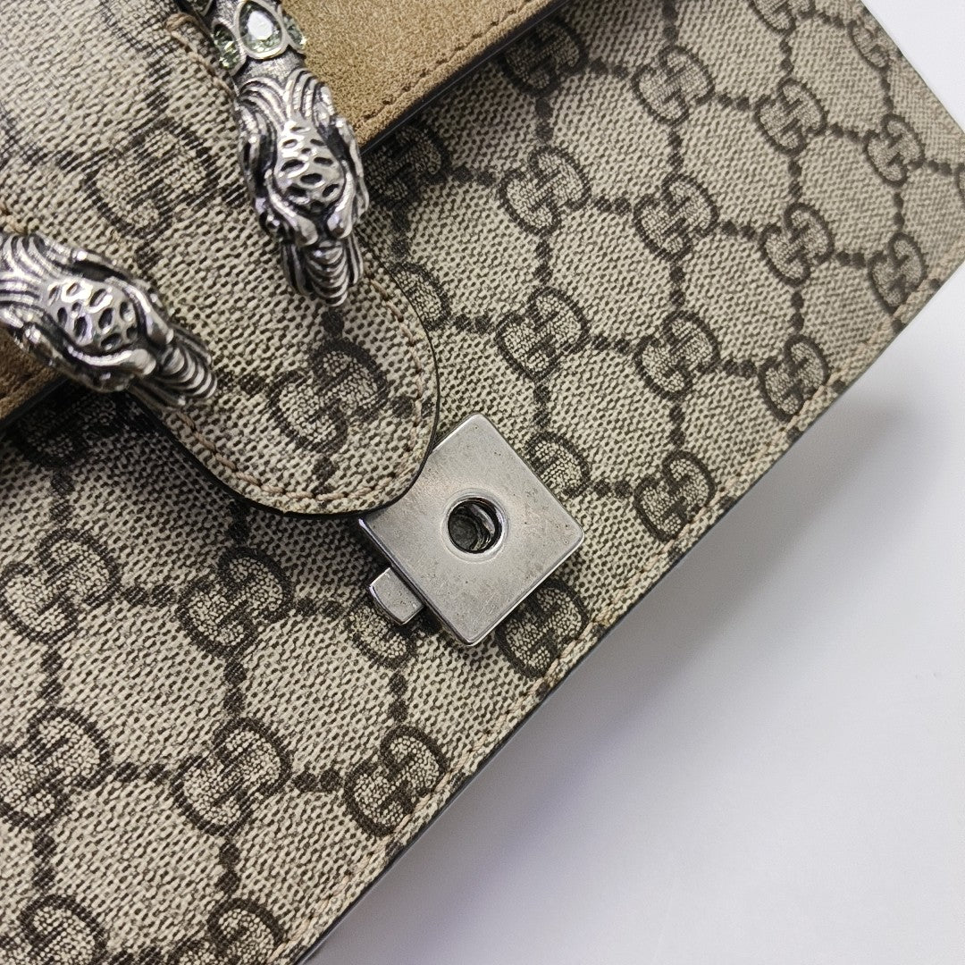 Dionysus Small Monogram Coated Canvas Beige