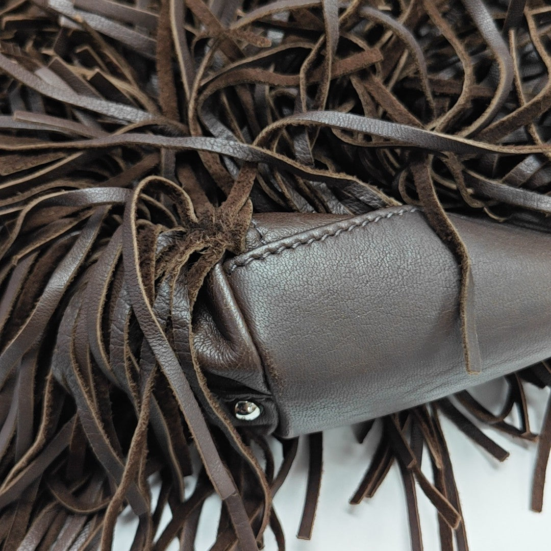 Lambskin Top Handle Bag Brown