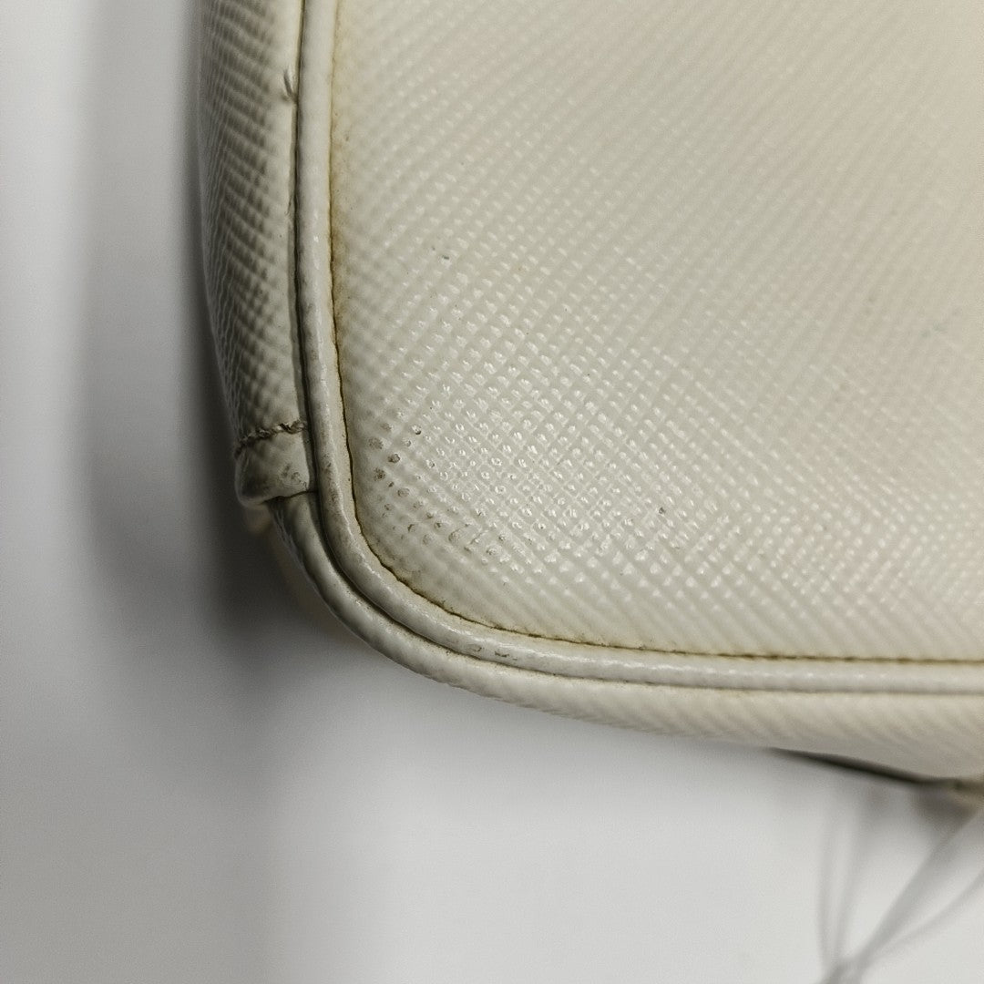 Saffiano Calfskin Shoulder Bag White