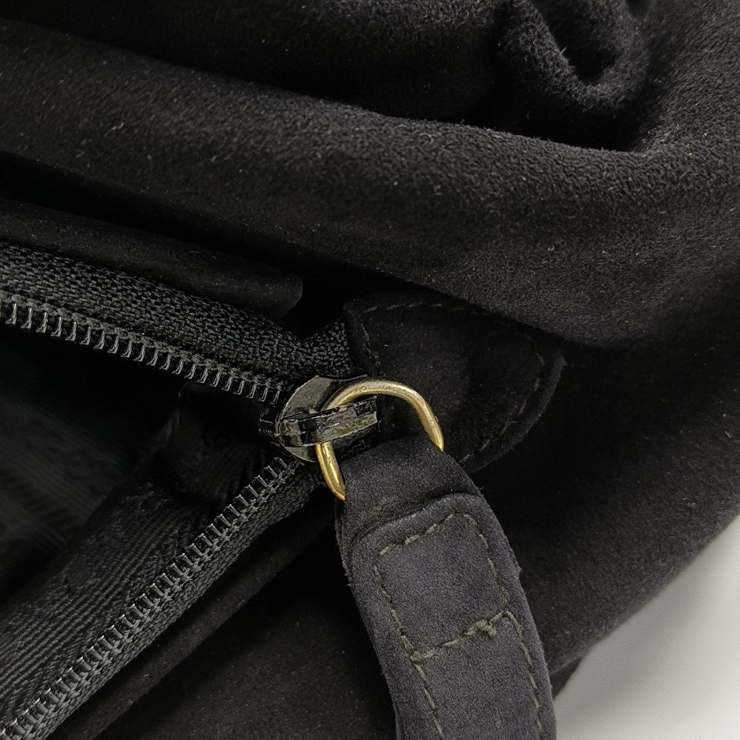 Suede Top Handle Bag Black