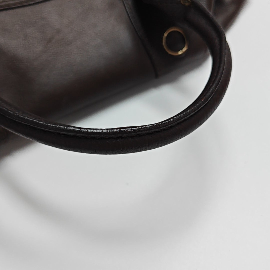 Calfskin Top Handle Bag Brown