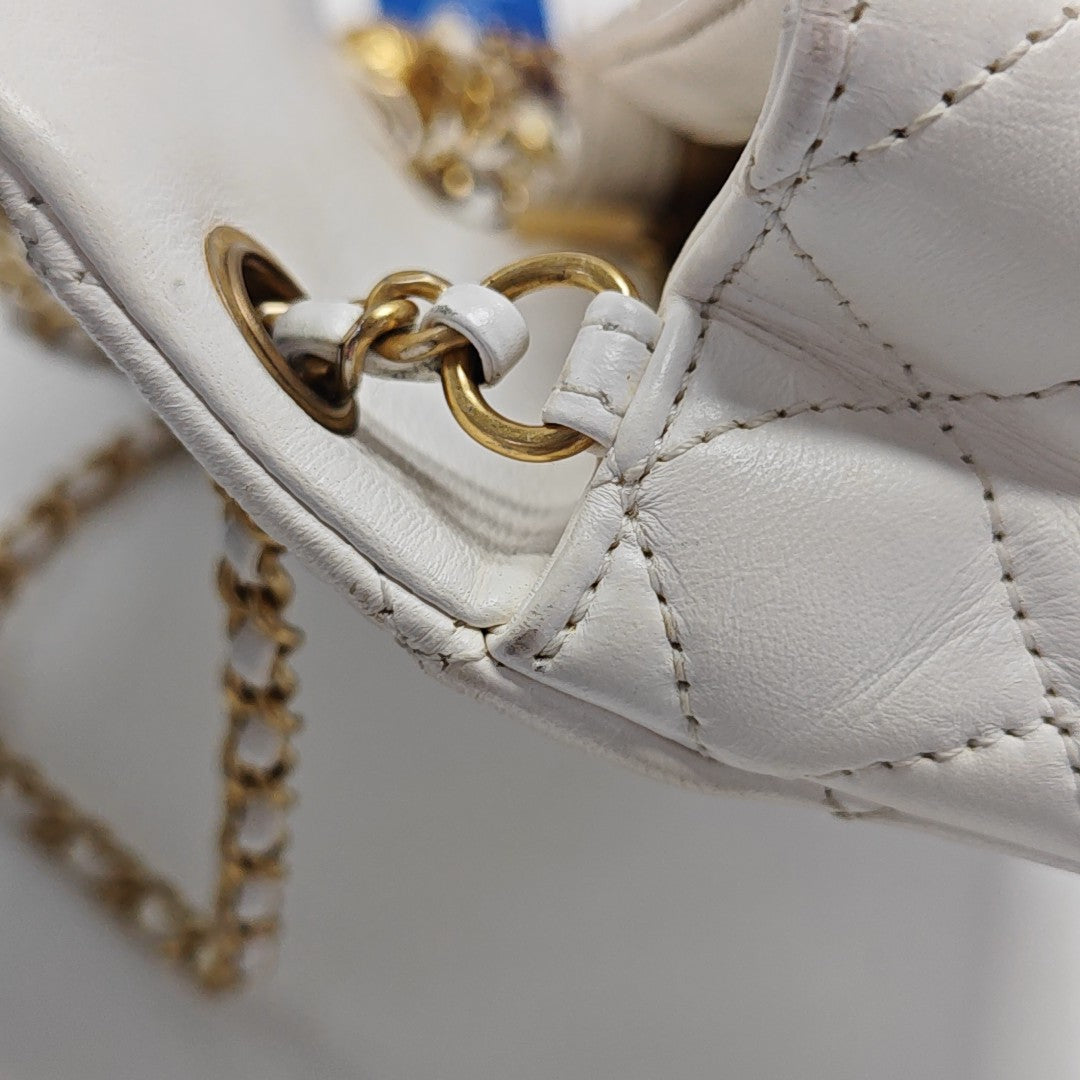 CLASSIC FLAP Mini Quilted Lambskin White