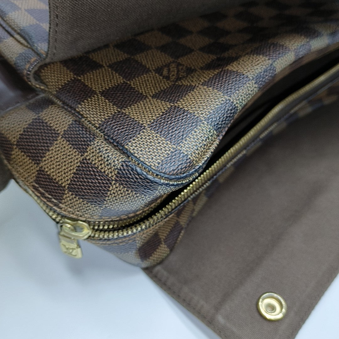 NAVIGLIO Damier Ebene Coated Canvas Brown