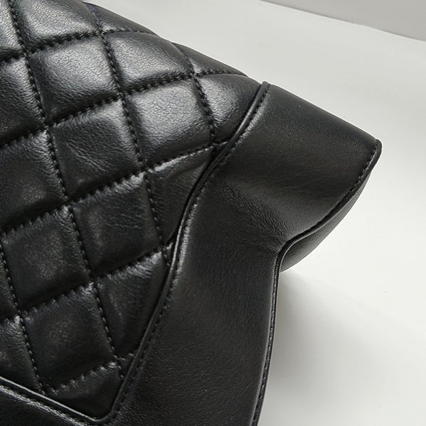 Quilted Lambskin Tote Bag Black