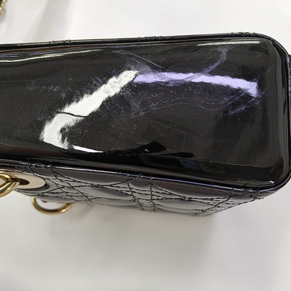 Lady Dior Mini Cannage Patent Leather Black
