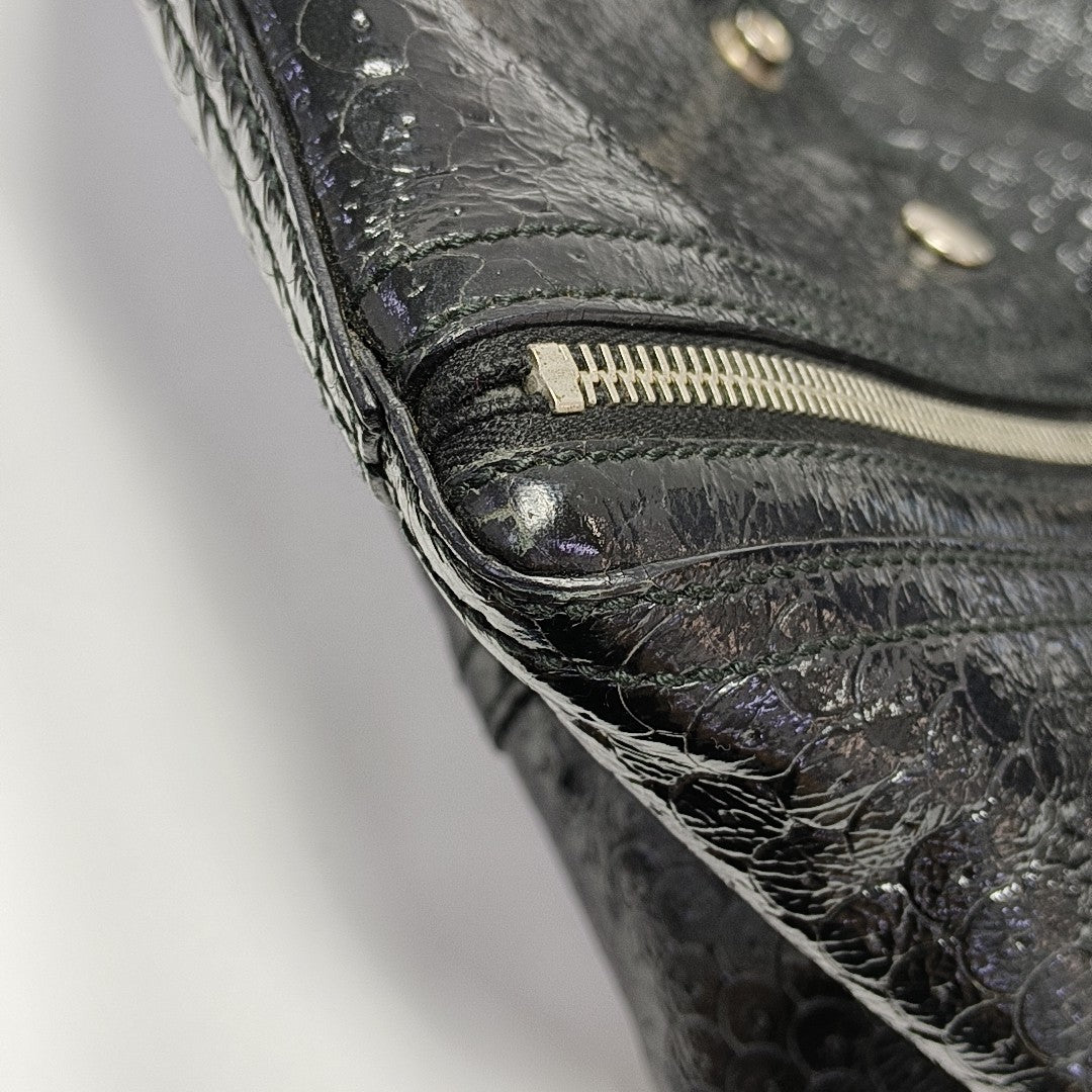 Patent Leather Top Handle Bag Black