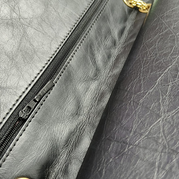 2.55 Maxi Quilted Waxed Cafskin Black
