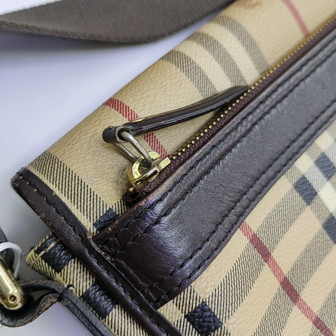 Coated Canvas Shoulder Bag Beige