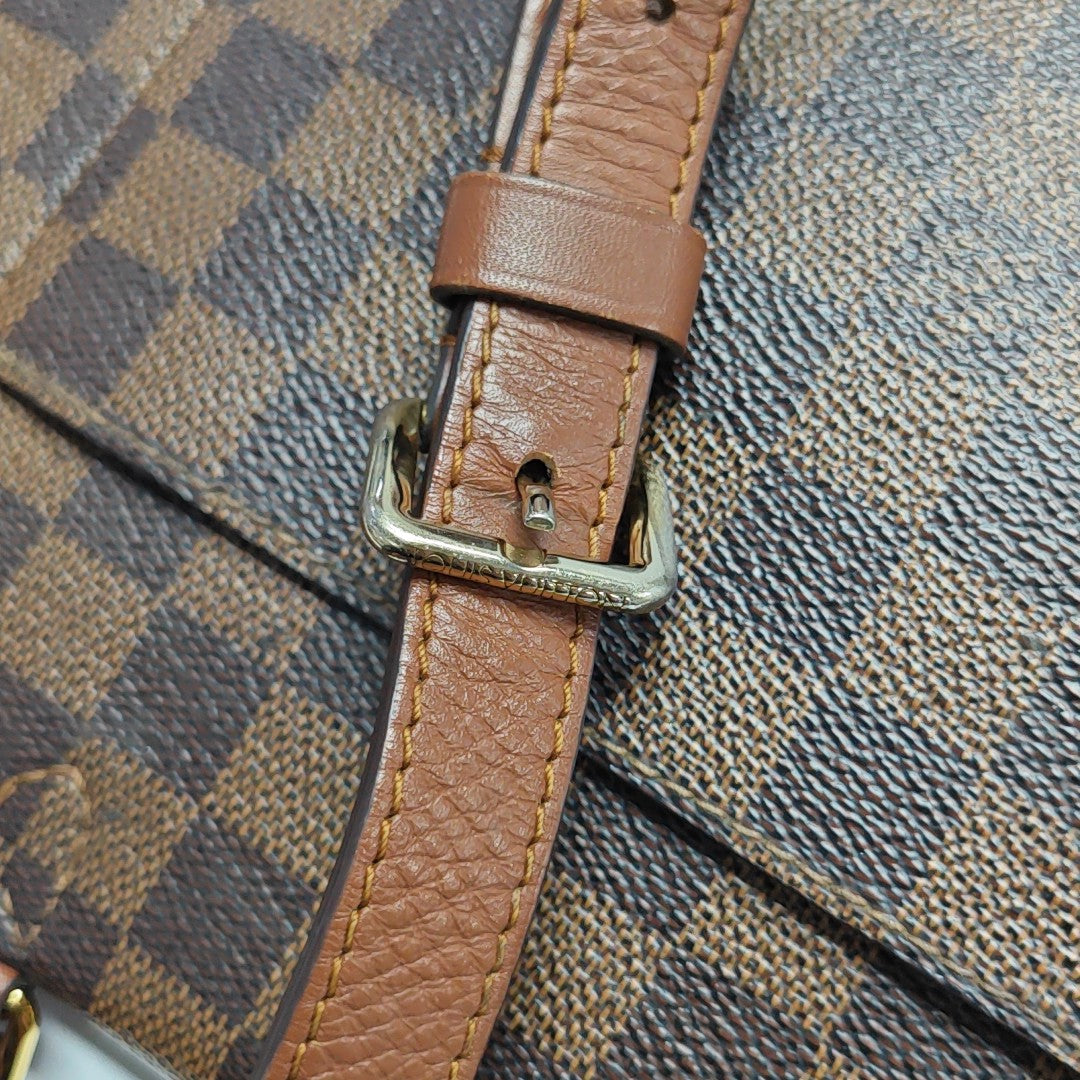 BEAUMARCHAIS Damier Ebene Coated Canvas Brown
