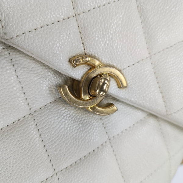 Quilted Grained Calfskin Backpack White