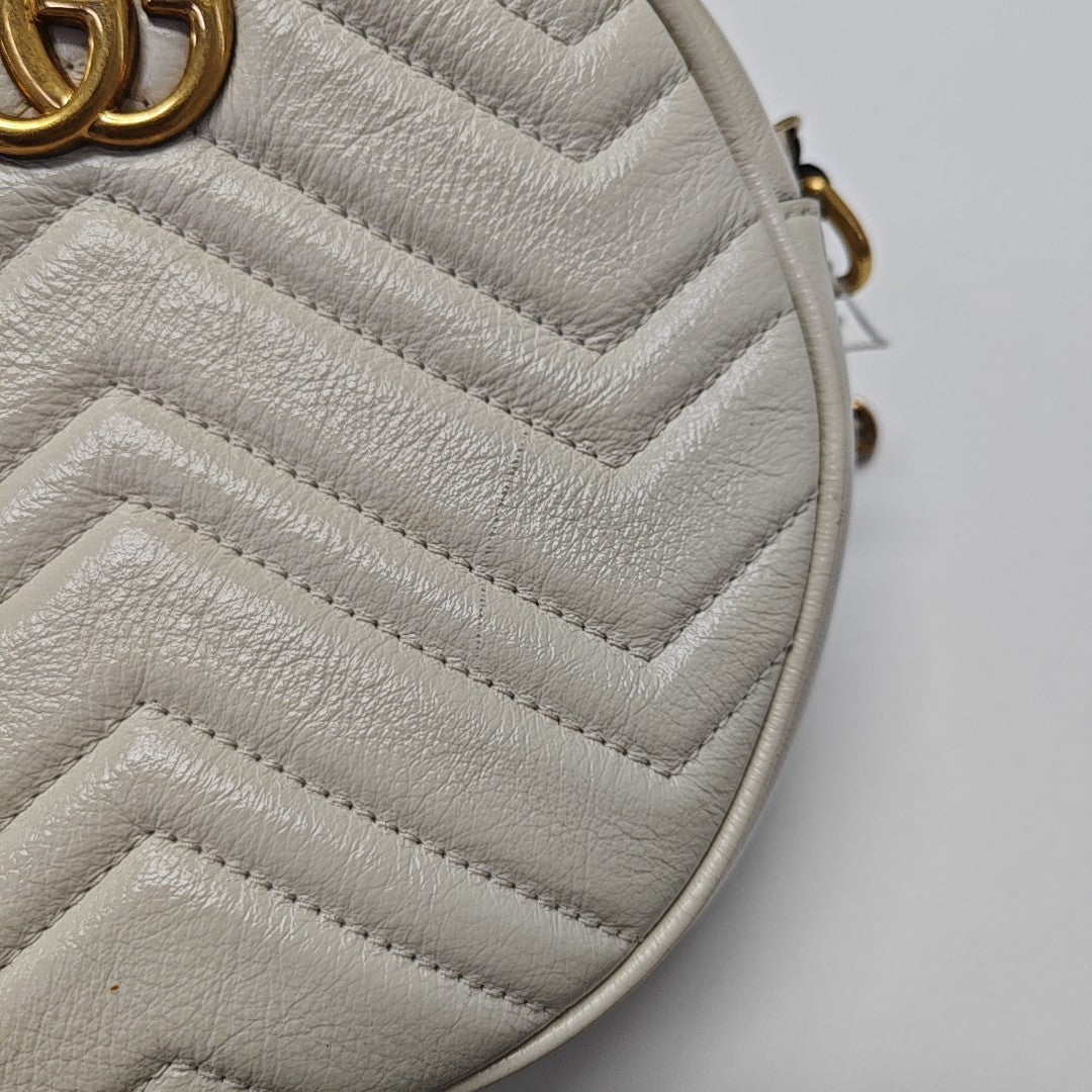GG Marmont Mini Quilted Calfskin White