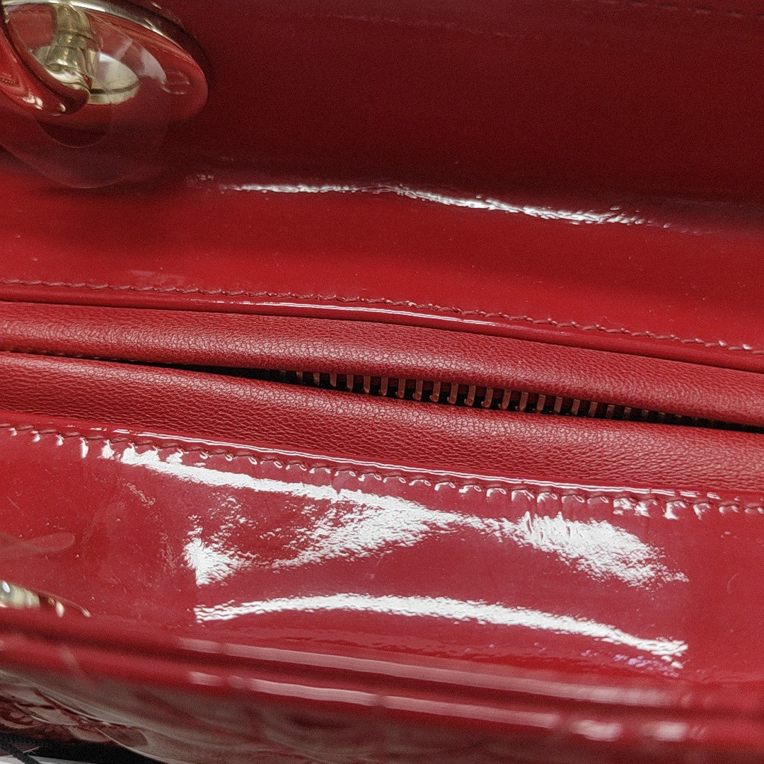 Authenticated pre-owned  Lady Dior Medium Cannage Lambskin Red - Tote Bag at Looply