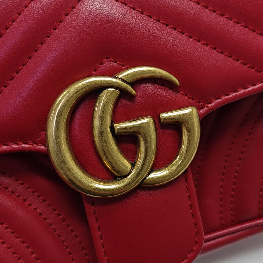 GG Marmont Small Quilted Calfskin Red