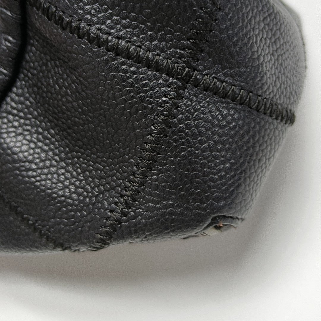 Quilted Grained Calfskin Shoulder Bag Black