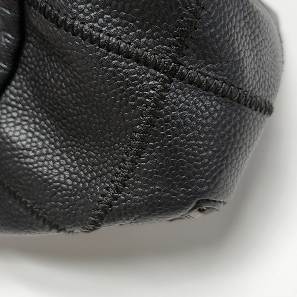 Quilted Grained Calfskin Shoulder Bag Black