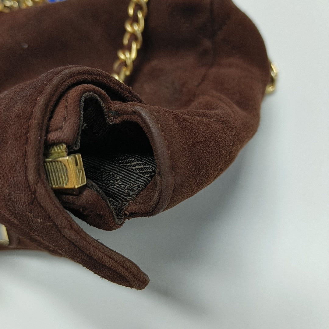 Quilted Suede Shoulder Bag Brown