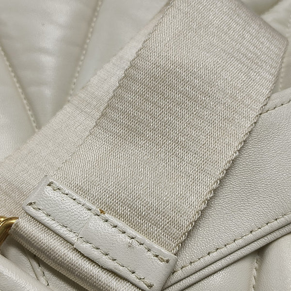 Quilted Lambskin Shoulder Bag White