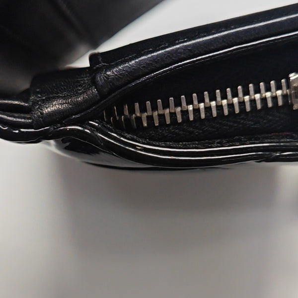 Quilted Patent Leather Wallet Black