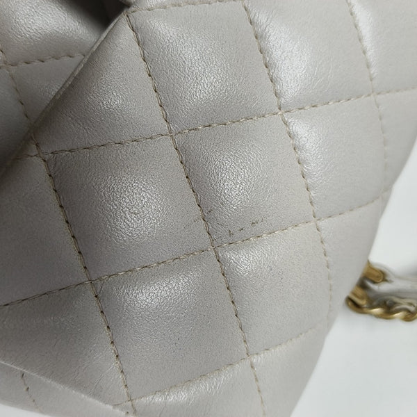 Quilted Lambskin Shoulder Bag White