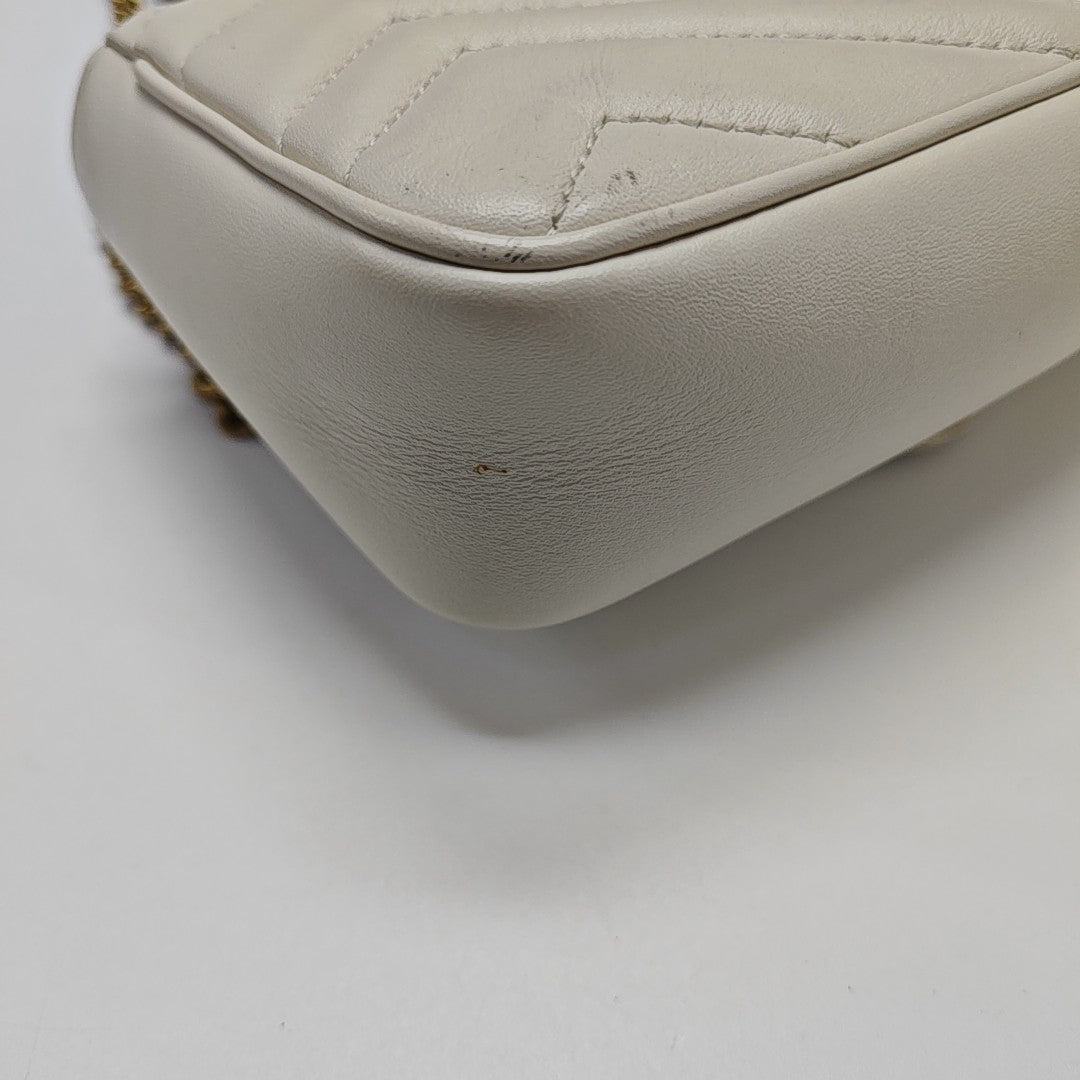 GG Marmont Mini Quilted Calfskin White