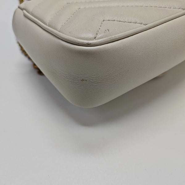 GG Marmont Mini Quilted Calfskin White