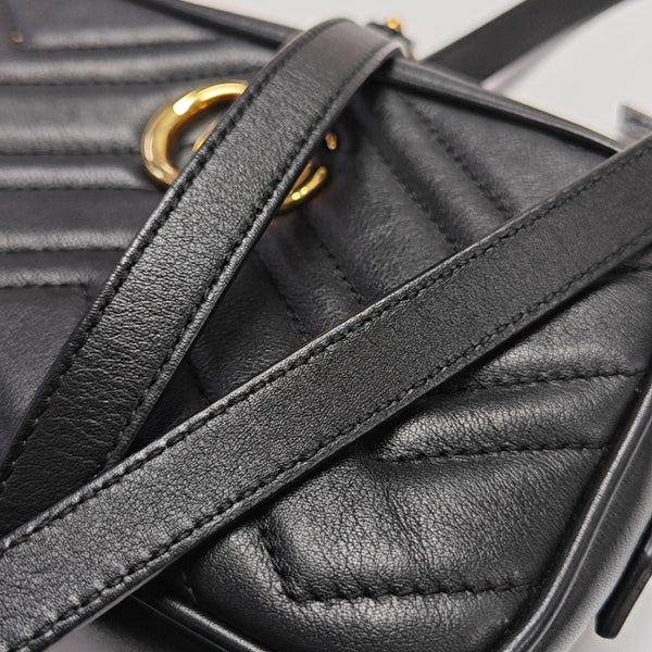 GG Marmont Mini Quilted Calfskin Black