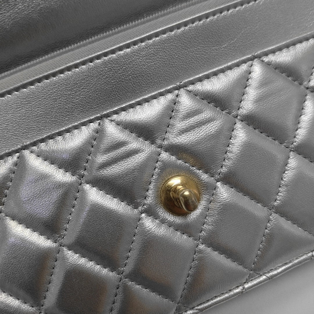WOC Quilted Lambskin Silver