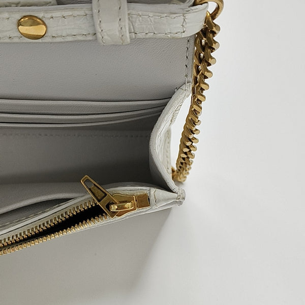 Hourglass Wallet On Chain Mini Calfskin White