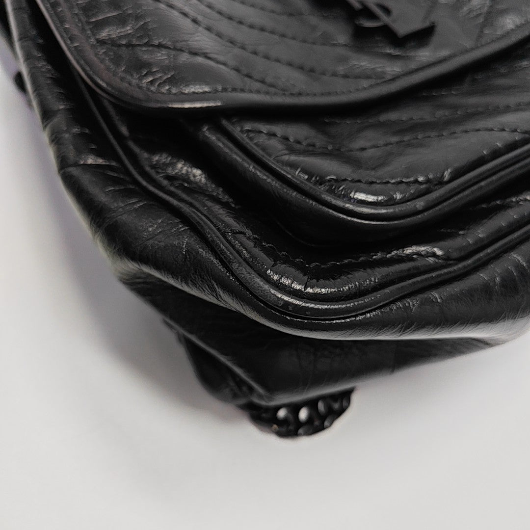 NIKI Medium Chevron Calfskin Black