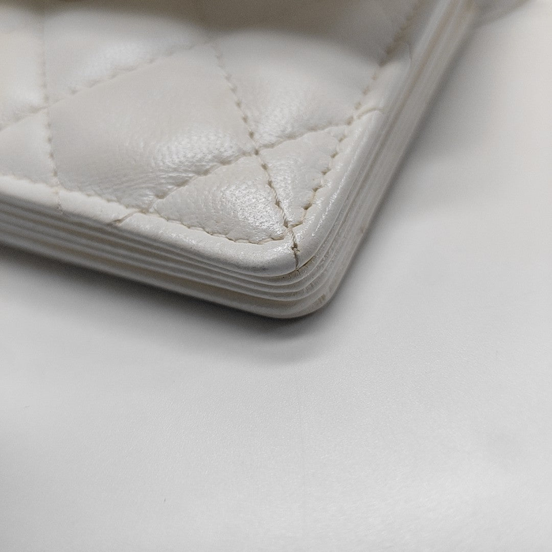 Quilted Lambskin Shoulder Bag White