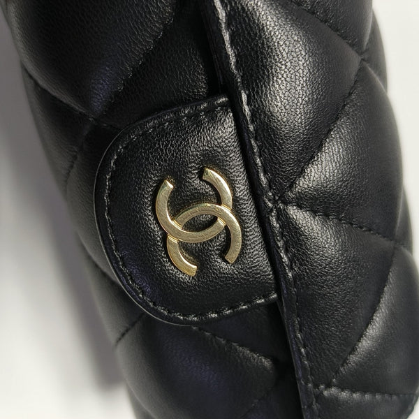 Quilted Lambskin Shoulder Bag Black