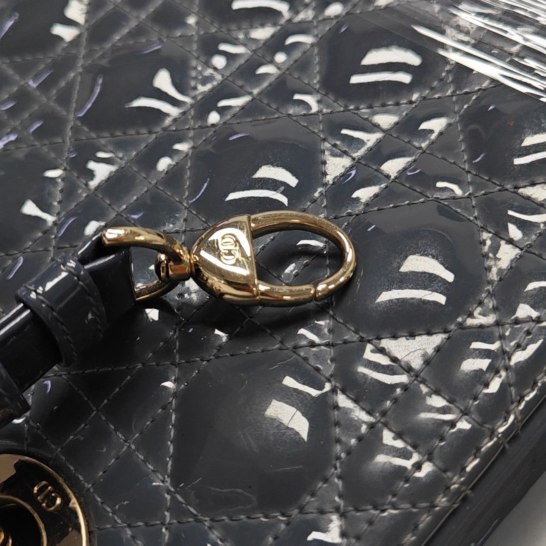 Lady Dior Medium Cannage Patent Leather Blue
