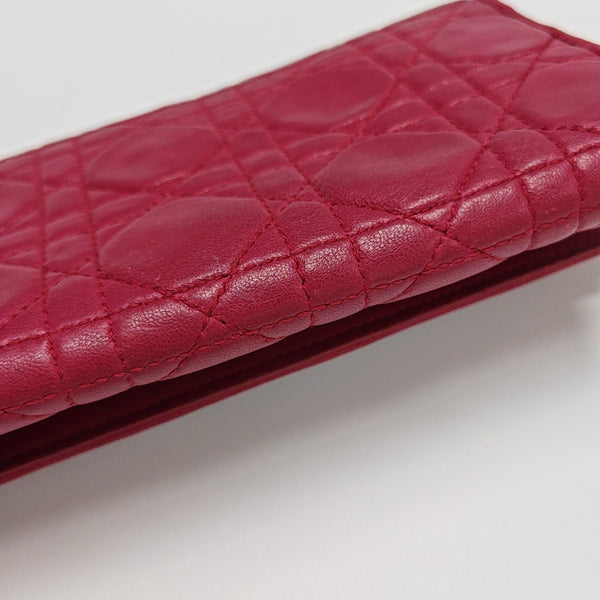 Lady Dior Small Cannage Lambskin Pink Wallet
